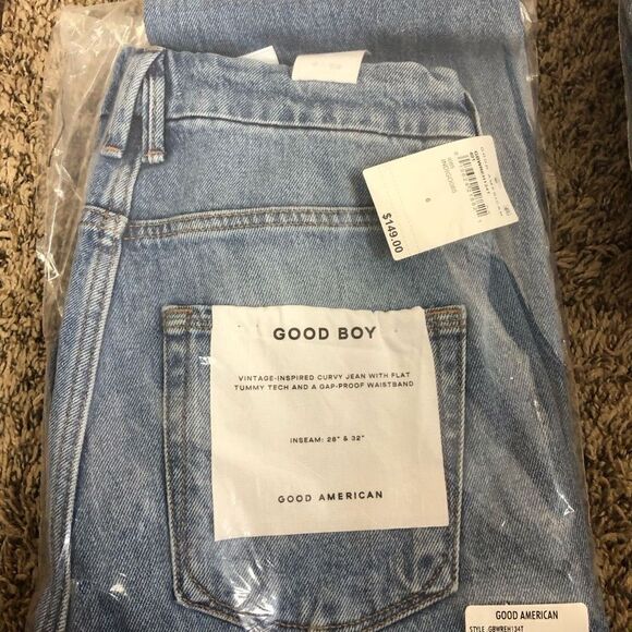Good American 6/28 Good Boy High Rise Wide Release Hem Indigo - Picture 9 of 10